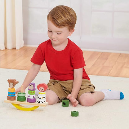 Disney Wooden Toys Toy Story Balance Blocks, 17-Piece Set Features Woody 18 Month