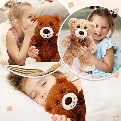 Libima 6 Pcs Operation Valentine's Day Bear Stuffed Animal Plush Toys 14 Inch Soft Bear Plush Dolls Bear Sleeping and Playing Toys for Baby Shower Decorations Boys Girls, Brown