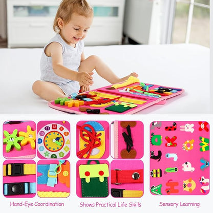Busy Board for Toddlers, Montessori Toys Developing Sensory Activity Book 3-12 Year