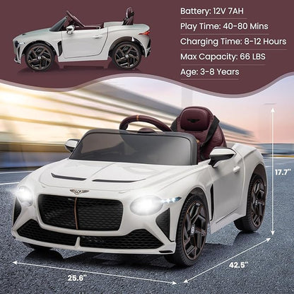 Hetoy Kids Ride On Car, Licensed Bentley Bacalar 12V Electric Vehicles w/Parent Remote Control 3 Speeds,