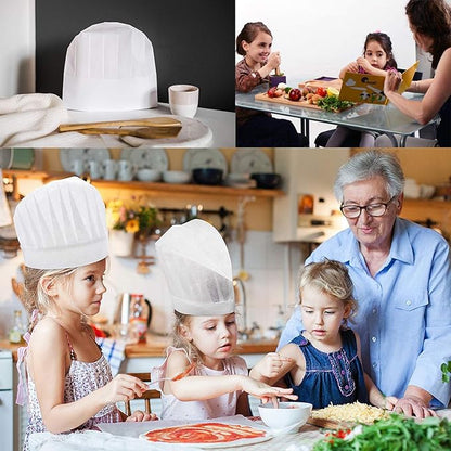 16 Pieces Children Kids Art Smock Painting Aprons & Chef Hats for Kitchen, Classroom, Community Event, Crafts and Art Painting Activity,Kid's Size(M 2-9 Year)