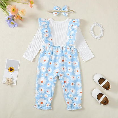 Newborn Baby Girls One Piece Romper Jumpsuit Cute Floral Print
