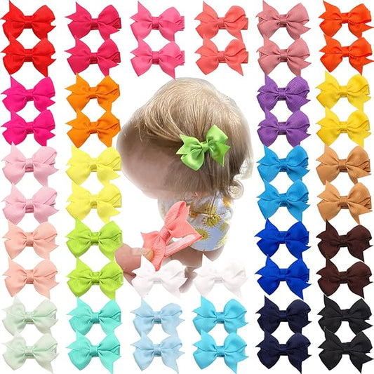 C횋LLOT Baby Hair Clips 50Pcs Tiny 2" Baby Hair Bows Toddlers,25 Colors