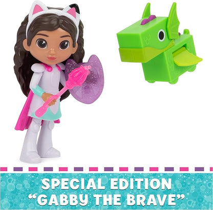Gabby's Dollhouse, Knight Gabby Toy Figure Set with Surprise Toy and Mini Dragon Pal 3 and