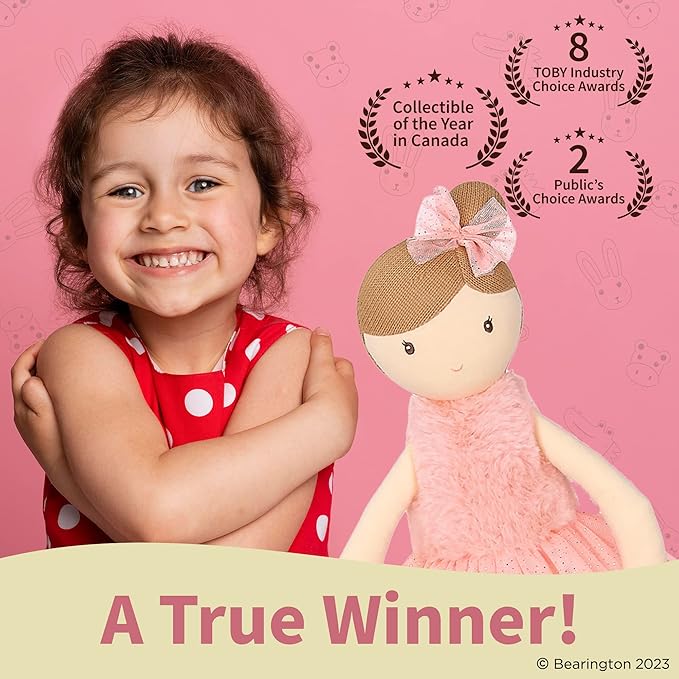 Bearington Lil' Ballerina Brunette Ballerina 16.5 Inch Ballerina Doll - Plush Baby Doll