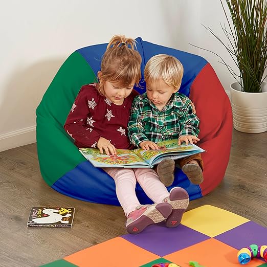 Factory Direct Partners 10478-AS SoftScape Classic 35" Junior Bean Bag Chair, Furniture for Kids, Libraries or Home - Assorted
