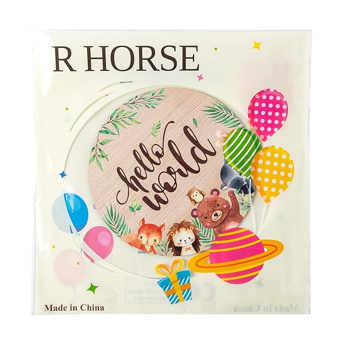 R HORSE Baby Birth Announcement Sign with Marker Pen Double-sided
