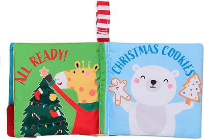 Baby Starters My First Christmas Soft, Crinkle Activity Book with Silicone Teether and Travel Strap (5 1/2