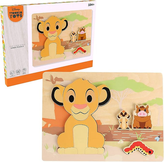 Just Play Disney Wooden Toys Simba 9-Piece Puzzle, The Lion King 18 Month