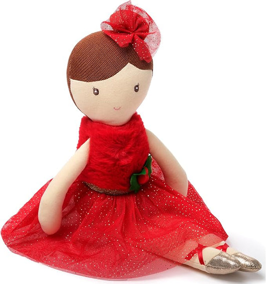Bearington Evie Christmas Plush, 16.5 Inch Ballerina Doll