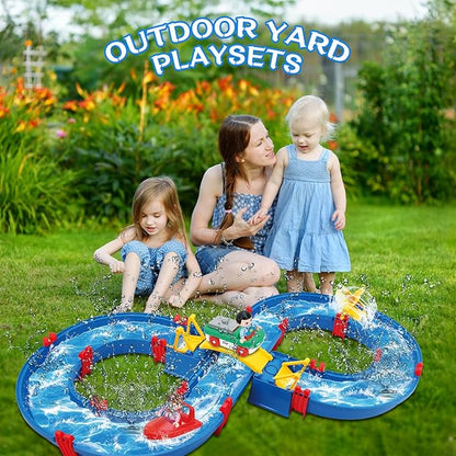 Dollox Water Table for Toddlers, 50Pcs Outdoor Water Park Playset for Kids 3 4 5