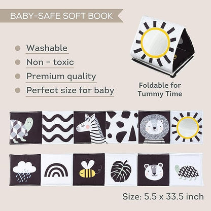 Taf Toys Newborn Soft Activity Book Black & White High 0-12 Months