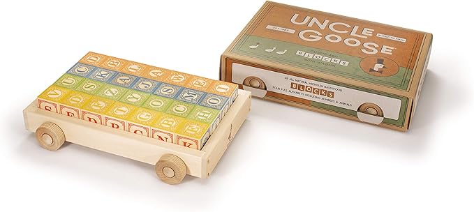 Uncle Goose Classic ABC Blocks with Wagon - Made in