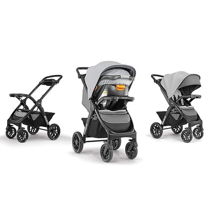 Chicco Bravo LE Trio Travel System, Bravo LE Quick-Fold Stroller with KeyFit 30 Zip Infant Car Seat, Car Seat and Stroller Combo | Driftwood/Grey