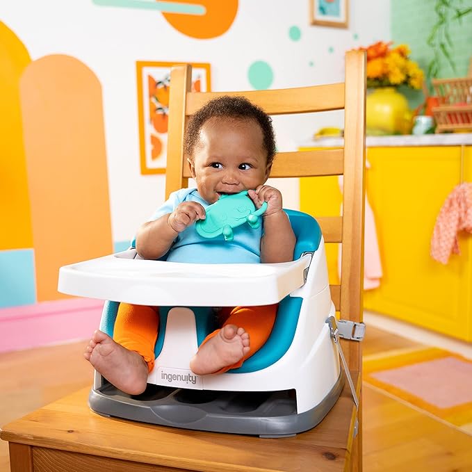 Bright Starts Tame Your Tusks Silicone Teether with Handles, Easy-Grasp Elephant 3 Months+