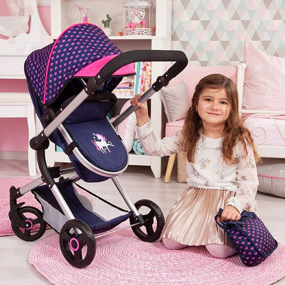 Bayer Design Baby Doll City Vario Pram, Blue Pink