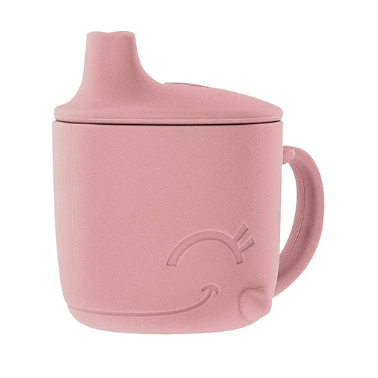 Nuby Animal Friends Silicone Sippy Cup - Toddler Cup with One-Handle - 6+ months - Pink Whale