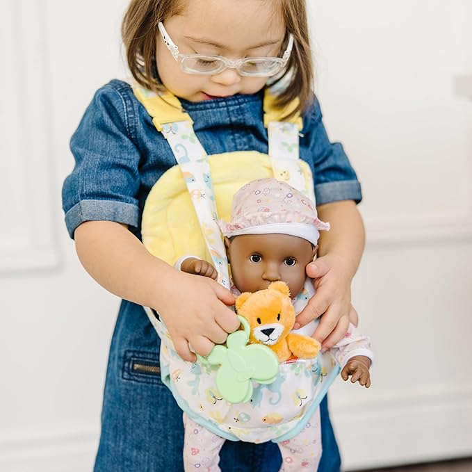Melissa & Doug Mine to Love Carrier Play Set for Baby Dolls with Toy Bear, Bottle 14.25 x 8.25 x 2.5