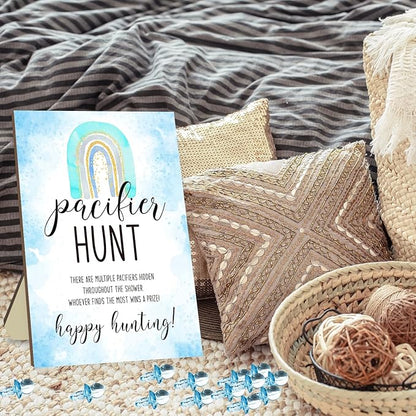 Pacifier Hunt Game for Baby Shower, Baby Shower Game Sets 50 Blue