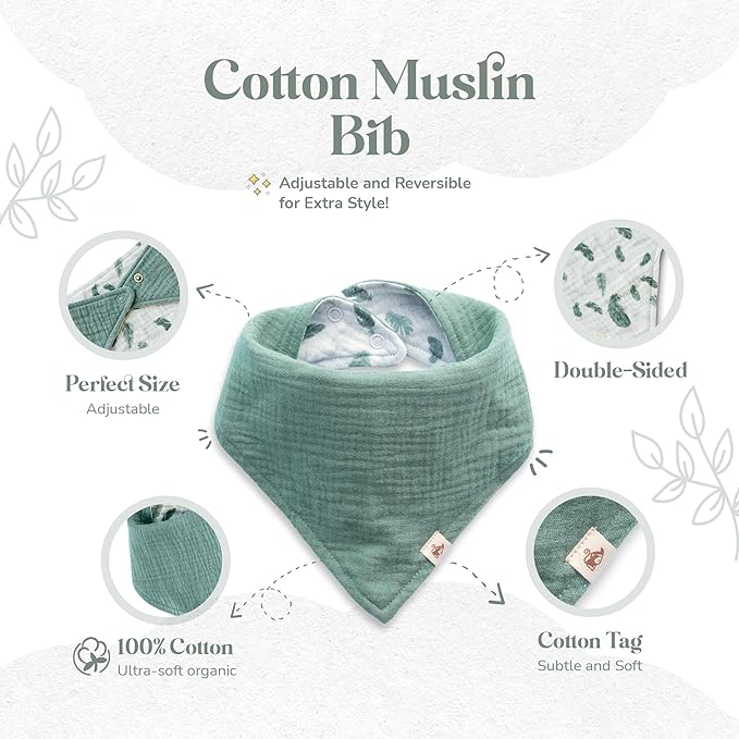 Mikito Organic Cotton Newborn Gifts Box, Baby Gifts Unisex incl. Muslin Baby Lovey Comforter + Baby Bandana Bib Drool + Wooden Baby Teether + Birth Announcement Sign