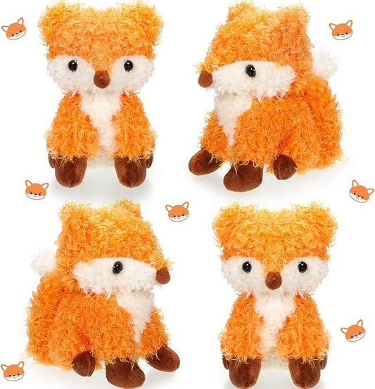 4 Pcs Baby Fox Stuffed Animal Plush Foxes Toys Small Fox Plushies Woodland Stuffed Animal Fox Doll Gifts for Boys Girls Nursery Home Bedroom Birthday Animal Theme Party Decors, 5 Inch