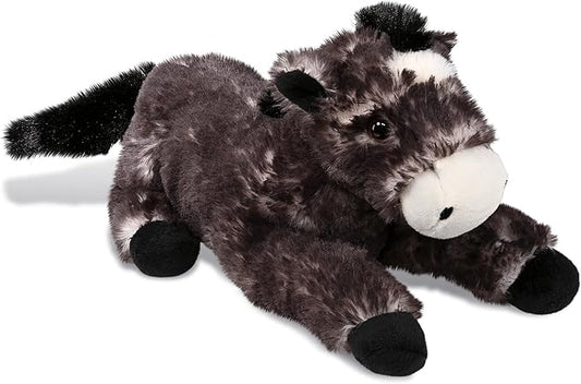 DolliBu Horse Stuffed Animal - Soft Black Huggable Lying Horse Plush, Adorable Playtime Horse Toy for Boys and Girls 10.5 Inches