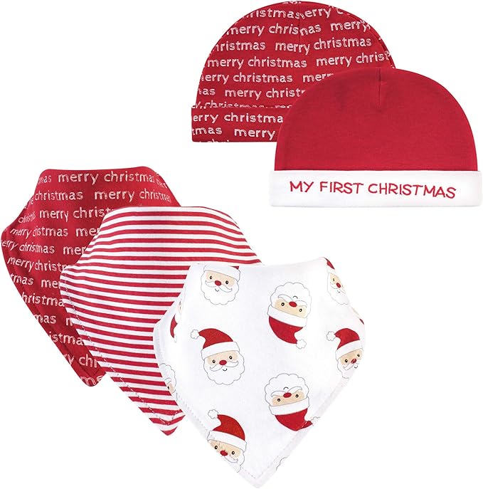 Hudson Baby Unisex BabyCotton Bib and Headband or Caps Set
