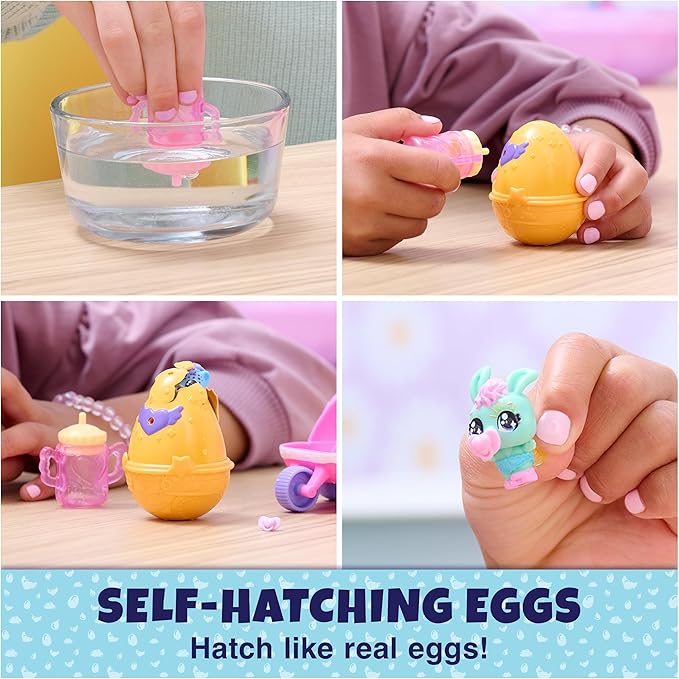 Hatchimals Alive, Hatch N’ Stroll Playset with Stroller Toy and 2 Mini Figures in Self-Hatching Eggs 3 and