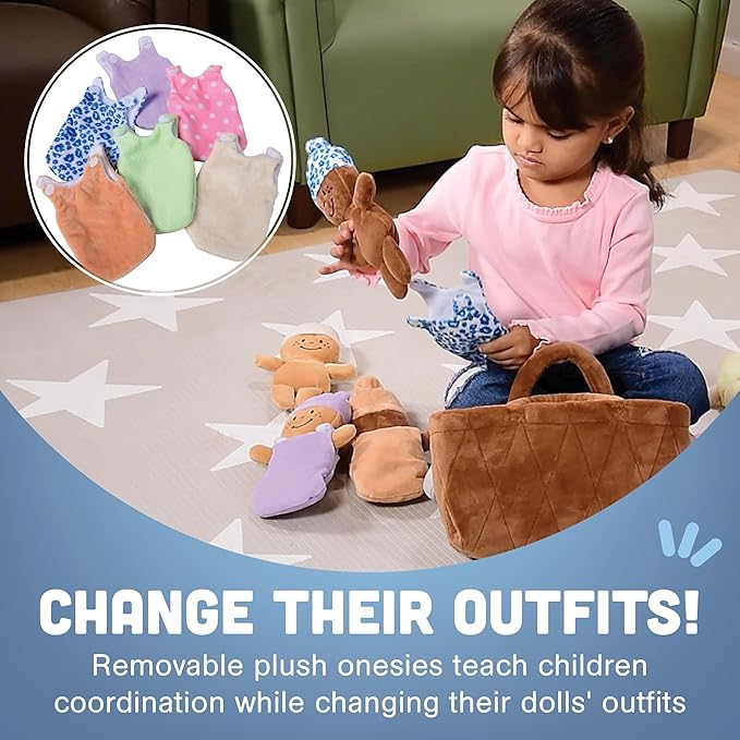 Creative Minds Basket of Babies Soft Baby Dolls, Sensory Toys 6 Plush