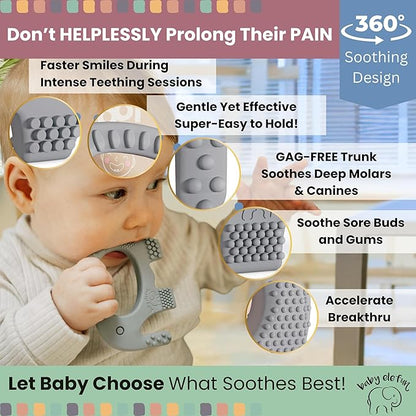 Teething Toys for Babies Age 0 to 6 Months - Baby Elefun 5X Pain Relief Smart Teether