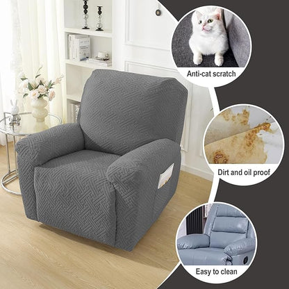 NORTHERN BROTHERS Recliner Chair Covers, Lazy Boy Recliner Covers, Stretchy Cover for Recliner Chairs, Light Gray