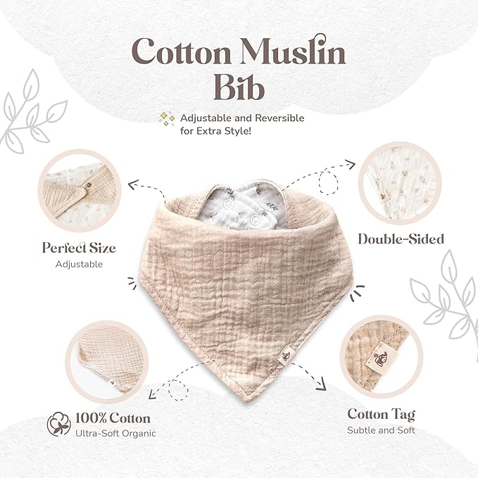 Mikito Organic Cotton Newborn Gifts Box, Baby Gifts Unisex incl. Muslin Baby Lovey Comforter + Baby Bandana Bib Drool + Wooden Baby Teether + Birth Announcement Sign