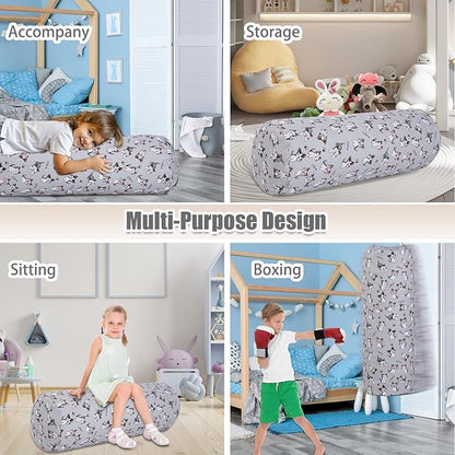 Stuffed Animal Storage Bean Bag Chair Cover (No Filler), Cylinder Plush Toy Storage Stuff and Sit Seat for Kids Boys and Girls, Canvas Large Soft Sit & Play Sofa with YKK Zipper