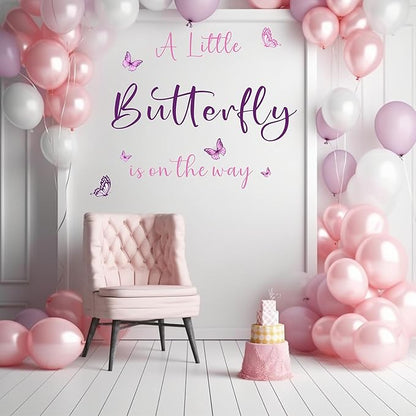 Butterfly Baby Shower Party Decal for Backdrop A Little Butterfly