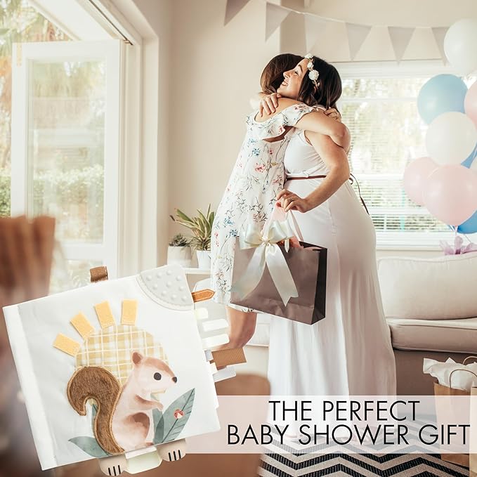 ZICOTO Soft Baby Book with Touch and Feel Pages - Cute Sensory Book for Babies 0-6 Months with Textured Animals, Mirror & Crinkle Paper
