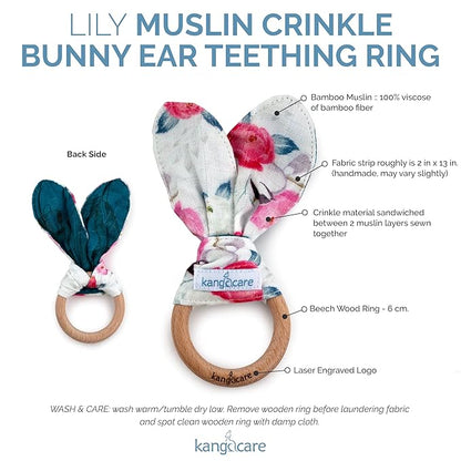 Kanga Care Baby Soft Muslin Sensory Crinkle Bunny Ear Wood