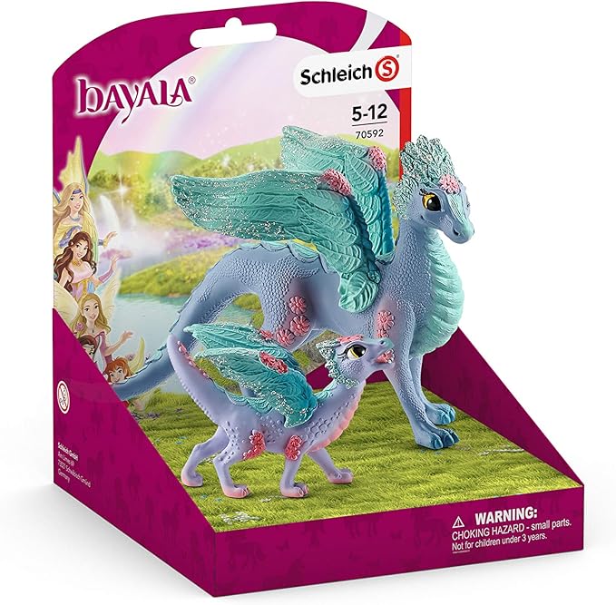 Schleich Bayala Dragon Toys and Figurines - Flying Flower Mother and Small Baby Dragon, Action Figure Kid Toys and Dolls, Girls and Boys Ages 5 and Above