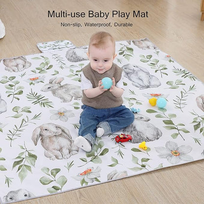 Insular Baby Splat Mat for Under High Chair/Arts/Crafts, Anti Slip and Waterproof Splash Mat for Floor, Portable Picnic Mat, 51x51 Inch, Hot Air Balloon