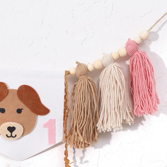 Puppy Tassel High Chair Banner - Dog Themed 1st Birthday Party Decor,Puppy First Birthday Highchair Banner