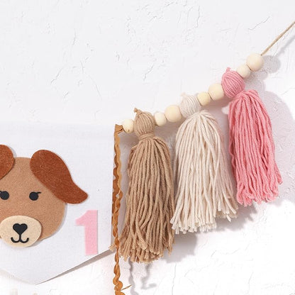 Puppy Tassel High Chair Banner - Dog Themed 1st Birthday Party Decor,Puppy First Birthday Highchair Banner