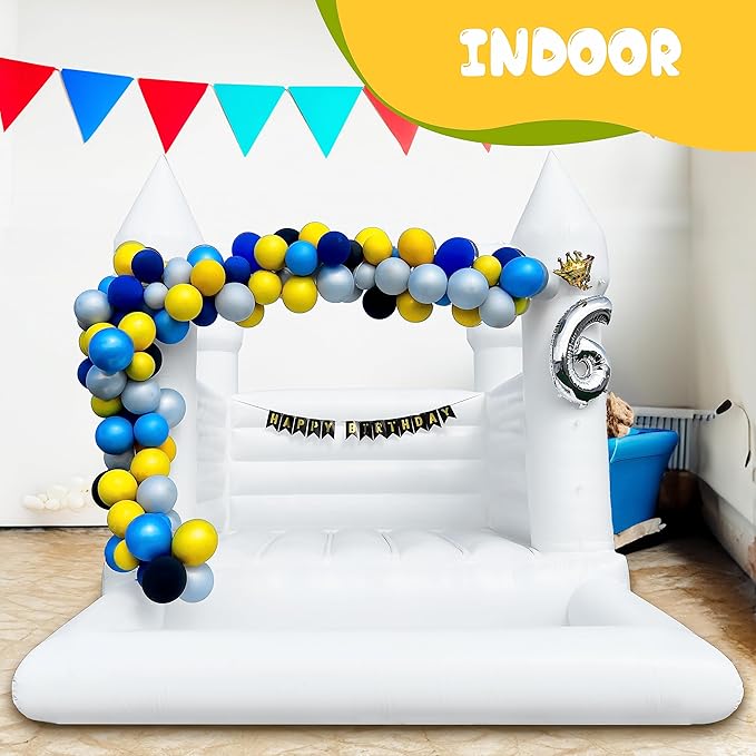 OZIS White Bounce House Castle with Ball Pit for Kids, 13x10x10FT Inflatable White Bounce House with Blower