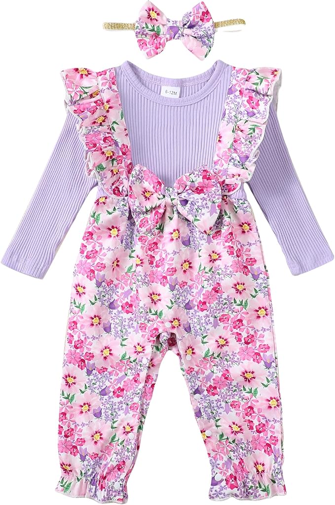 Newborn Baby Girls One Piece Romper Jumpsuit Cute Floral Print