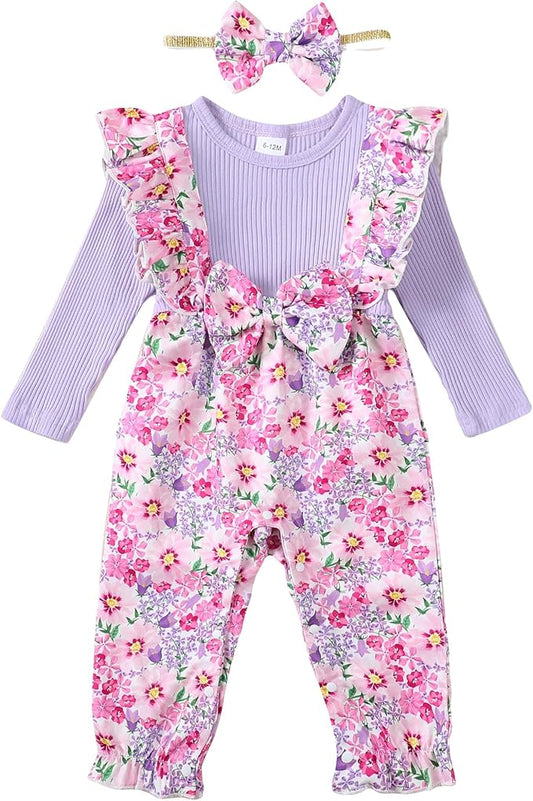 Newborn Baby Girls One Piece Romper Jumpsuit Cute Floral Print