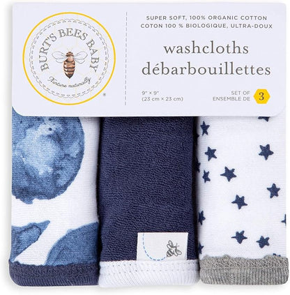 Burt's Bees Baby Infant Washcloths, 100% Organic Cotton 3 Pack