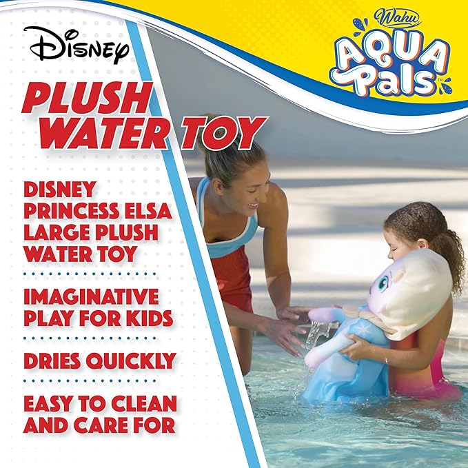 WAHU Aqua Pals Disney Classic Elsa Plush Water Toy for Kids Ages 2+, Fast-Drying Waterproof Plush Doll Toy for Pool and Bathtub 26"