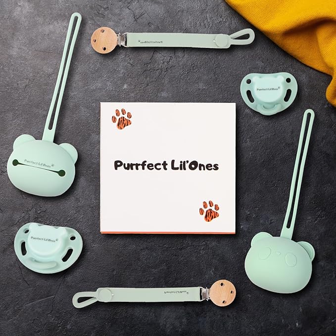 Pacifier & Accessories | Purrfect Lil'Ones Silicone Pacifier, Pacifier Clip & Pacifier Case