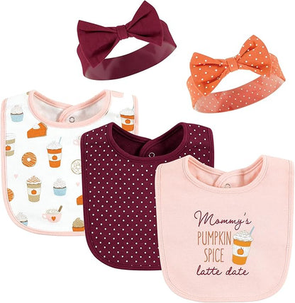 Hudson Baby Unisex BabyCotton Bib and Headband or Caps Set