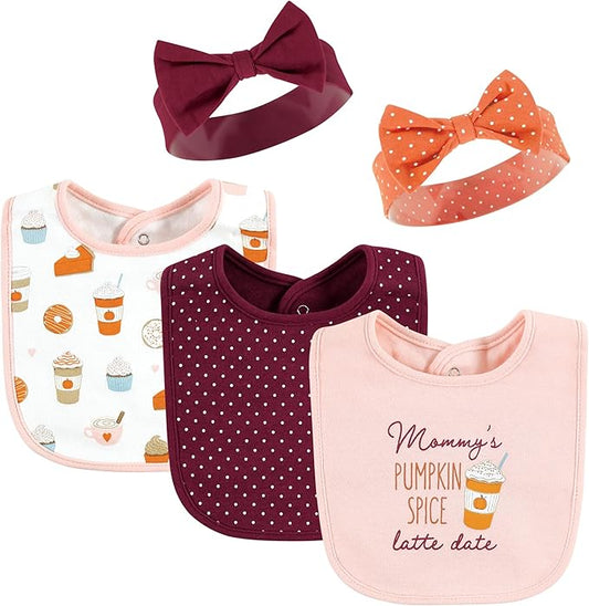 Hudson Baby Unisex BabyCotton Bib and Headband or Caps Set