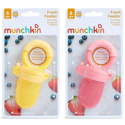 Munchkin Baby Feeder for Fresh Food and Fruit, 2 Pack, Coral/Yellow