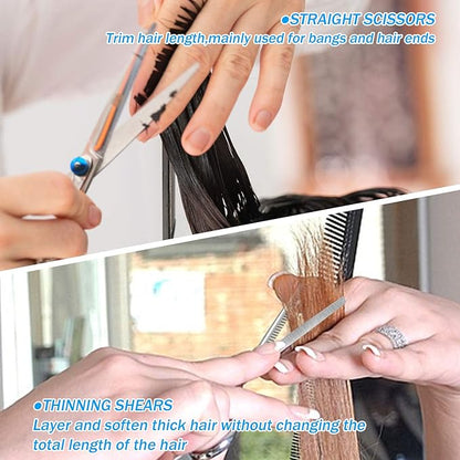 LIGICKY Hair Cutting Scissors Professional Stainless Steel Hairdressing Kits for kids haircuts Thinning Bang Hair Shears for Salon/Home